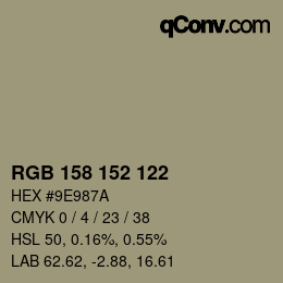 カラーコード: RGB 158 152 122 | qconv.com