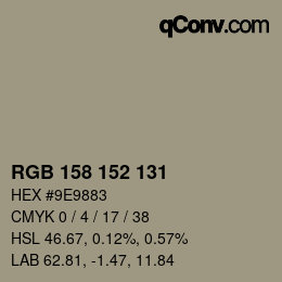カラーコード: RGB 158 152 131 | qconv.com