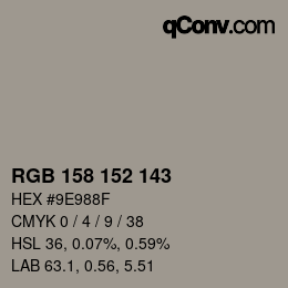 Color code: RGB 158 152 143 | qconv.com