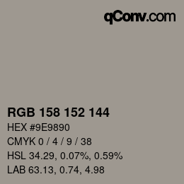 カラーコード: RGB 158 152 144 | qconv.com