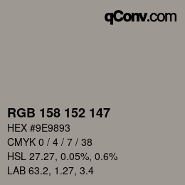 カラーコード: RGB 158 152 147 | qconv.com