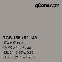 颜色代码: RGB 158 152 148 | qconv.com