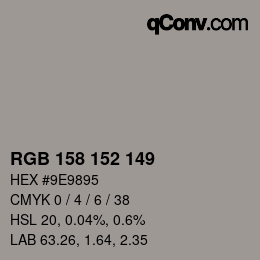 カラーコード: RGB 158 152 149 | qconv.com