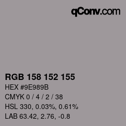 カラーコード: RGB 158 152 155 | qconv.com