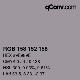 カラーコード: RGB 158 152 158 | qconv.com