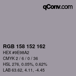 颜色代码: RGB 158 152 162 | qconv.com