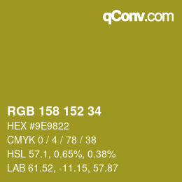 Color code: RGB 158 152 34 | qconv.com