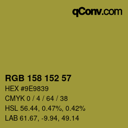 カラーコード: RGB 158 152 57 | qconv.com