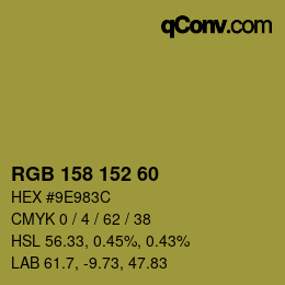 カラーコード: RGB 158 152 60 | qconv.com