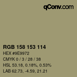 Color code: RGB 158 153 114 | qconv.com