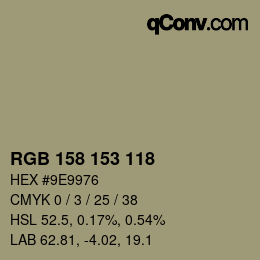 カラーコード: RGB 158 153 118 | qconv.com