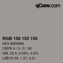 Código de color: RGB 158 153 150 | qconv.com