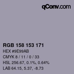 Color code: RGB 158 153 171 | qconv.com