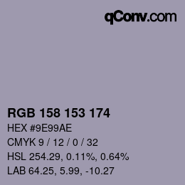 Color code: RGB 158 153 174 | qconv.com