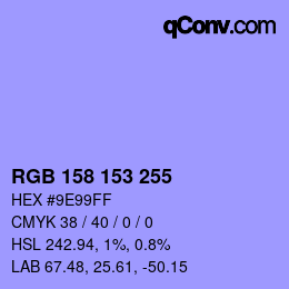 Color code: RGB 158 153 255 | qconv.com