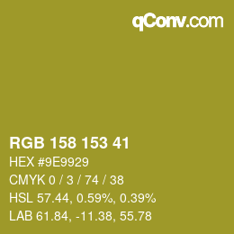 Color code: RGB 158 153 41 | qconv.com