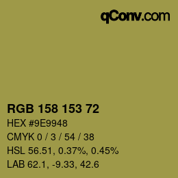 カラーコード: RGB 158 153 72 | qconv.com