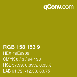 Color code: RGB 158 153 9 | qconv.com