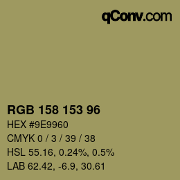 Color code: RGB 158 153 96 | qconv.com