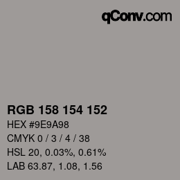 Code couleur: RGB 158 154 152 | qconv.com