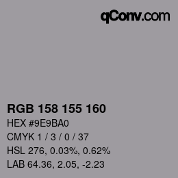 Farbcode: RGB 158 155 160 | qconv.com