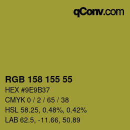 Color code: RGB 158 155 55 | qconv.com