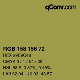 カラーコード: RGB 158 156 72 | qconv.com