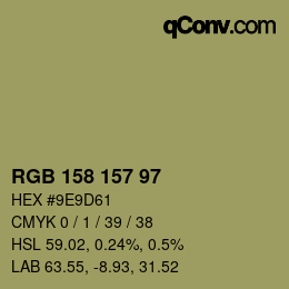 Código de color: RGB 158 157 97 | qconv.com