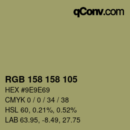 カラーコード: RGB 158 158 105 | qconv.com