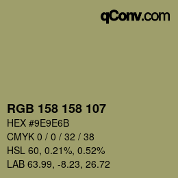 Color code: RGB 158 158 107 | qconv.com