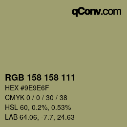 Color code: RGB 158 158 111 | qconv.com