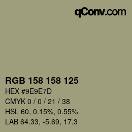 Color code: RGB 158 158 125 | qconv.com