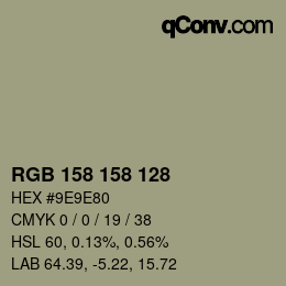颜色代码: RGB 158 158 128 | qconv.com