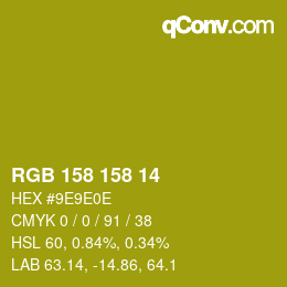 カラーコード: RGB 158 158 14 | qconv.com