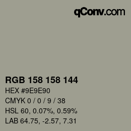 カラーコード: RGB 158 158 144 | qconv.com