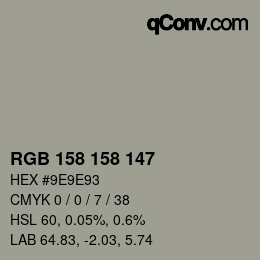 Color code: RGB 158 158 147 | qconv.com