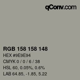 Color code: RGB 158 158 148 | qconv.com