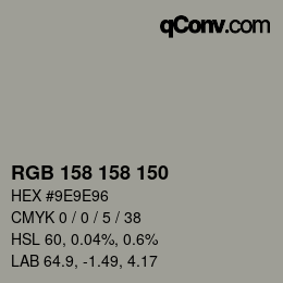 カラーコード: RGB 158 158 150 | qconv.com