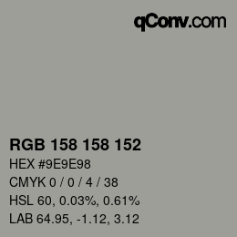 Color code: RGB 158 158 152 | qconv.com