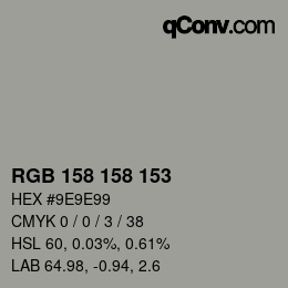 Farbcode: RGB 158 158 153 | qconv.com