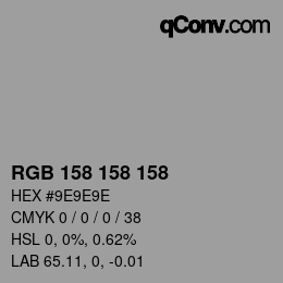 カラーコード: RGB 158 158 158 | qconv.com