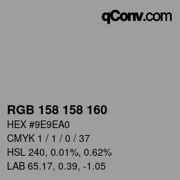 Color code: RGB 158 158 160 | qconv.com