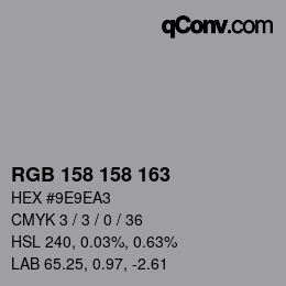 Color code: RGB 158 158 163 | qconv.com