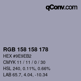 颜色代码: RGB 158 158 178 | qconv.com