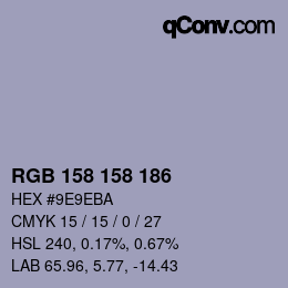 Color code: RGB 158 158 186 | qconv.com