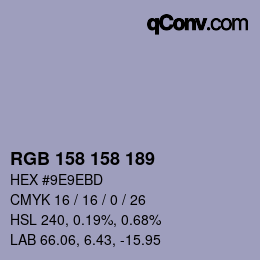 Color code: RGB 158 158 189 | qconv.com