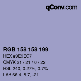 颜色代码: RGB 158 158 199 | qconv.com