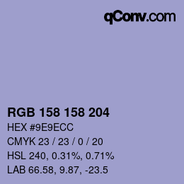 颜色代码: RGB 158 158 204 | qconv.com