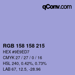 颜色代码: RGB 158 158 215 | qconv.com