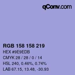 カラーコード: RGB 158 158 219 | qconv.com